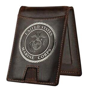 Wallet RFID-Blocking Marine Corps Bi-Fold Card Holder | Crazy Horse
